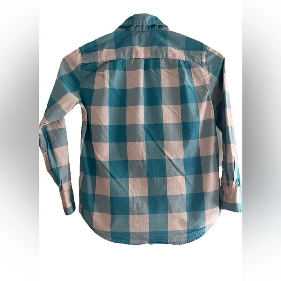 J Crew Crewcuts Boys 8 Spring Blue Pink Plaid Button Up Shirt Long Sleeve - Picture 2 of 7